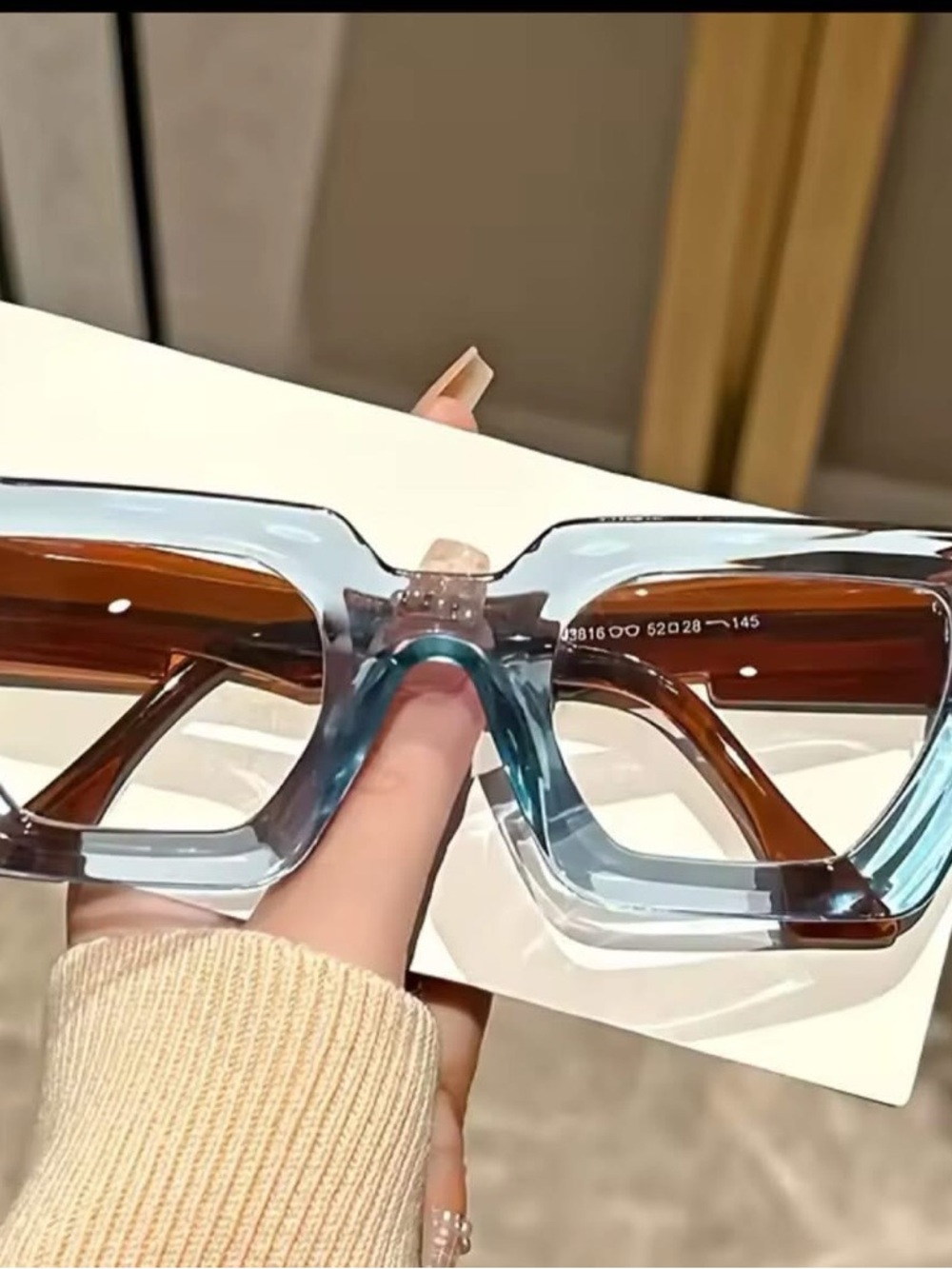 Blue and Brown Oversized Square Frame Sunglasses
